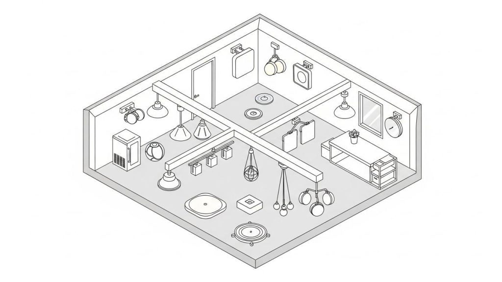 razmeschenie svetilnikov na potolke 2